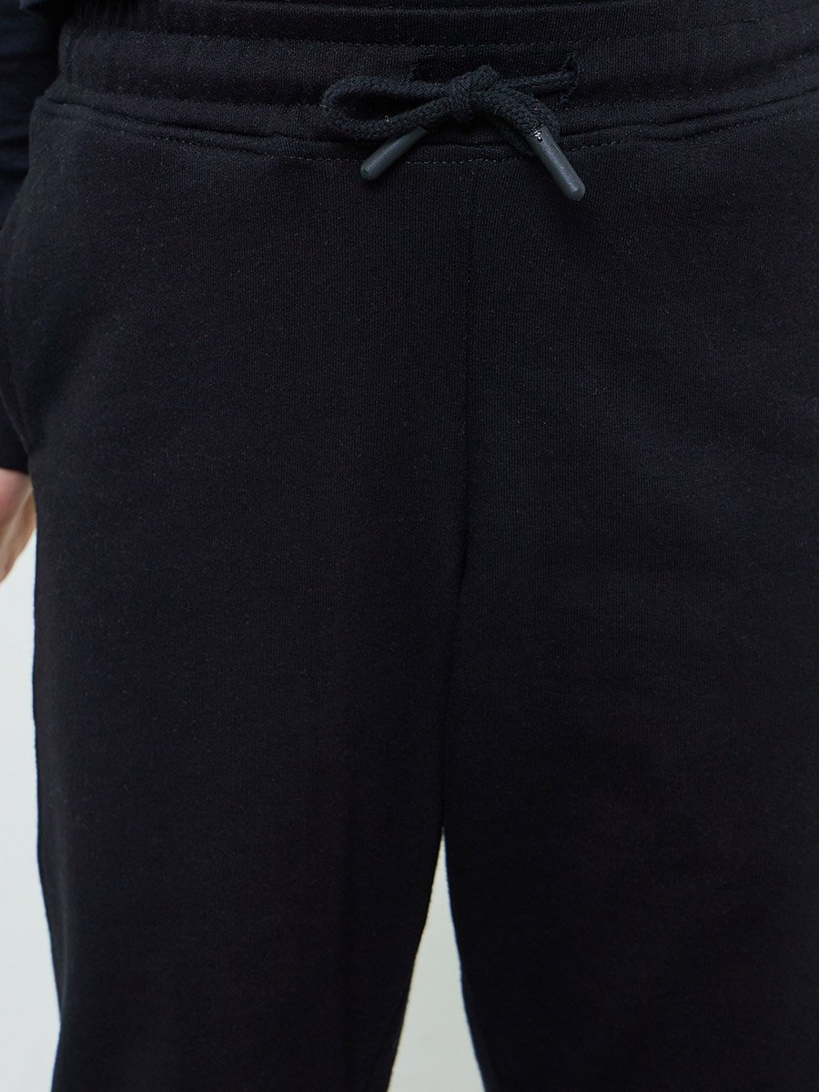 Black Cotton Cuffed Joggers with Pockets