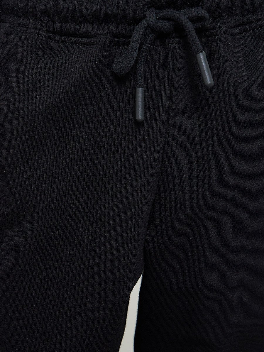 Black Cotton Cuffed Joggers with Pockets
