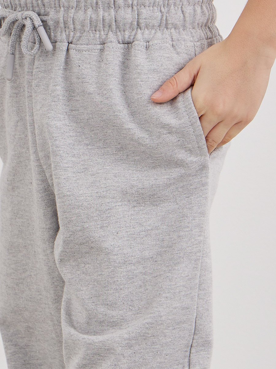 Grey Cotton Cuffed Joggers with Pockets