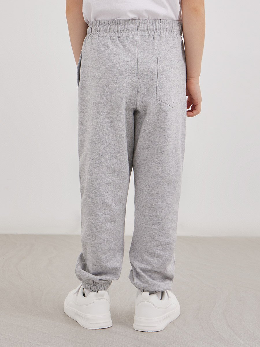 Grey Cotton Cuffed Joggers with Pockets