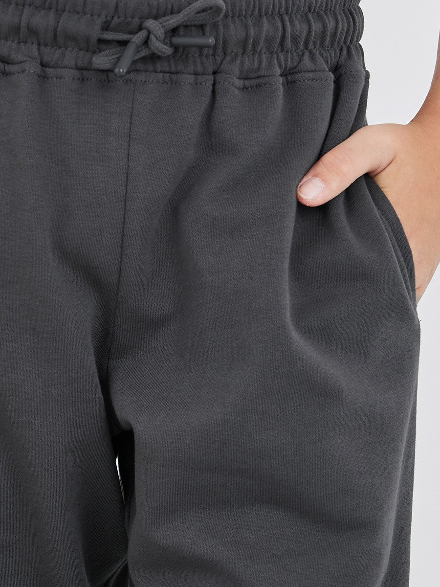 Charcoal Solid Cuffed Joggers with Slip Pockets