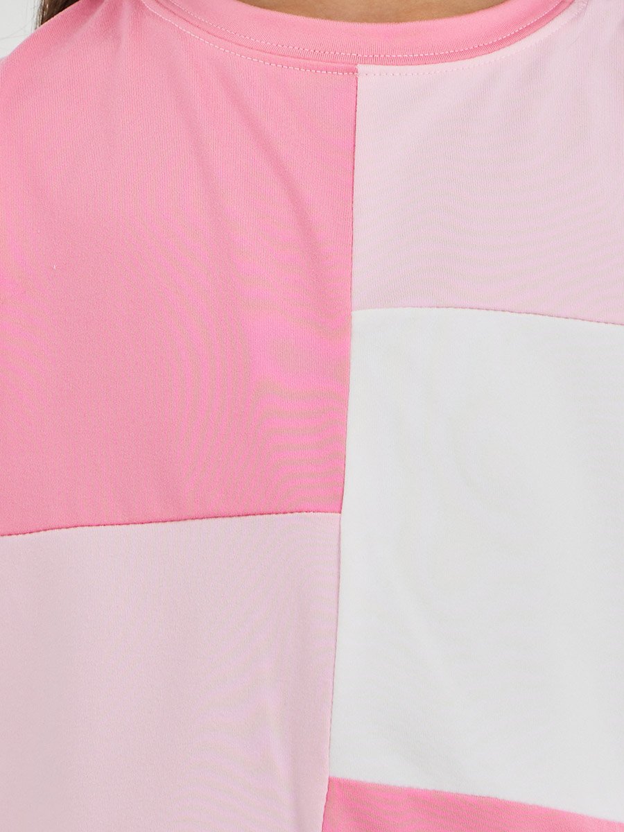 Girls Color Block Oversized T-Shirt and Shorts Set