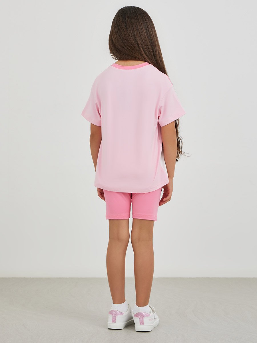 Girls Color Block Oversized T-Shirt and Shorts Set