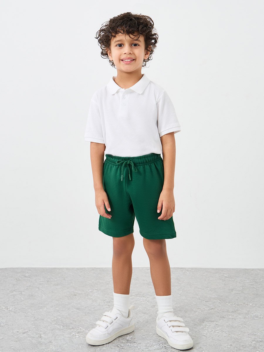 Boys White Solid Cotton Polo T-Shirt