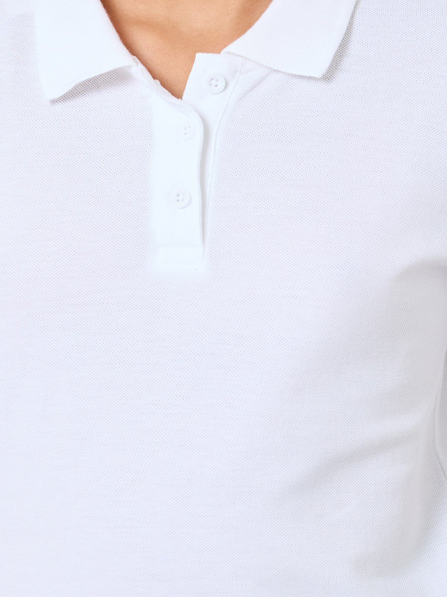 Girls White Cotton Polo T-Shirt