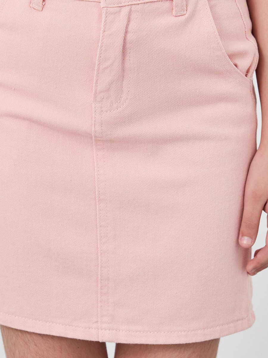Solid Mini Denim Skirt with Pockets