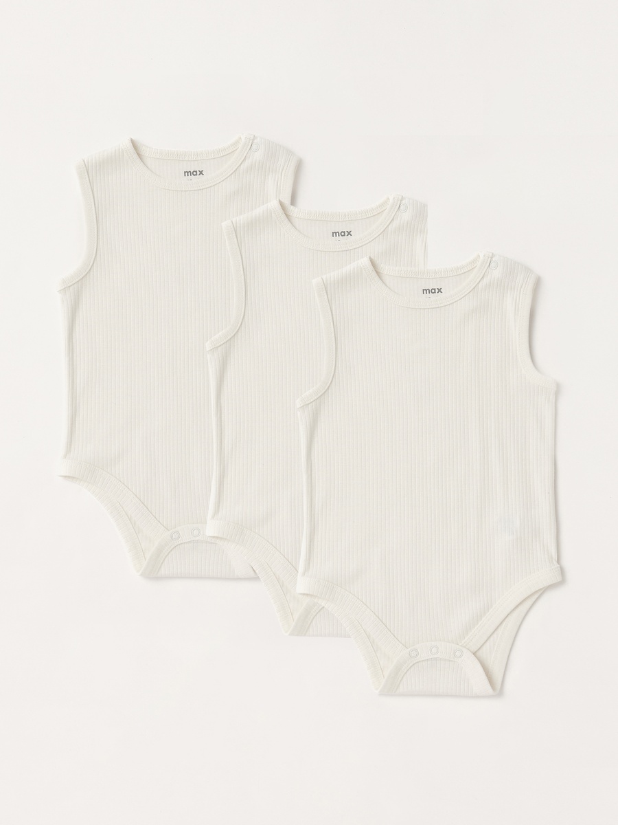 Pack of 3 - Ribbed Sleeveless Romper