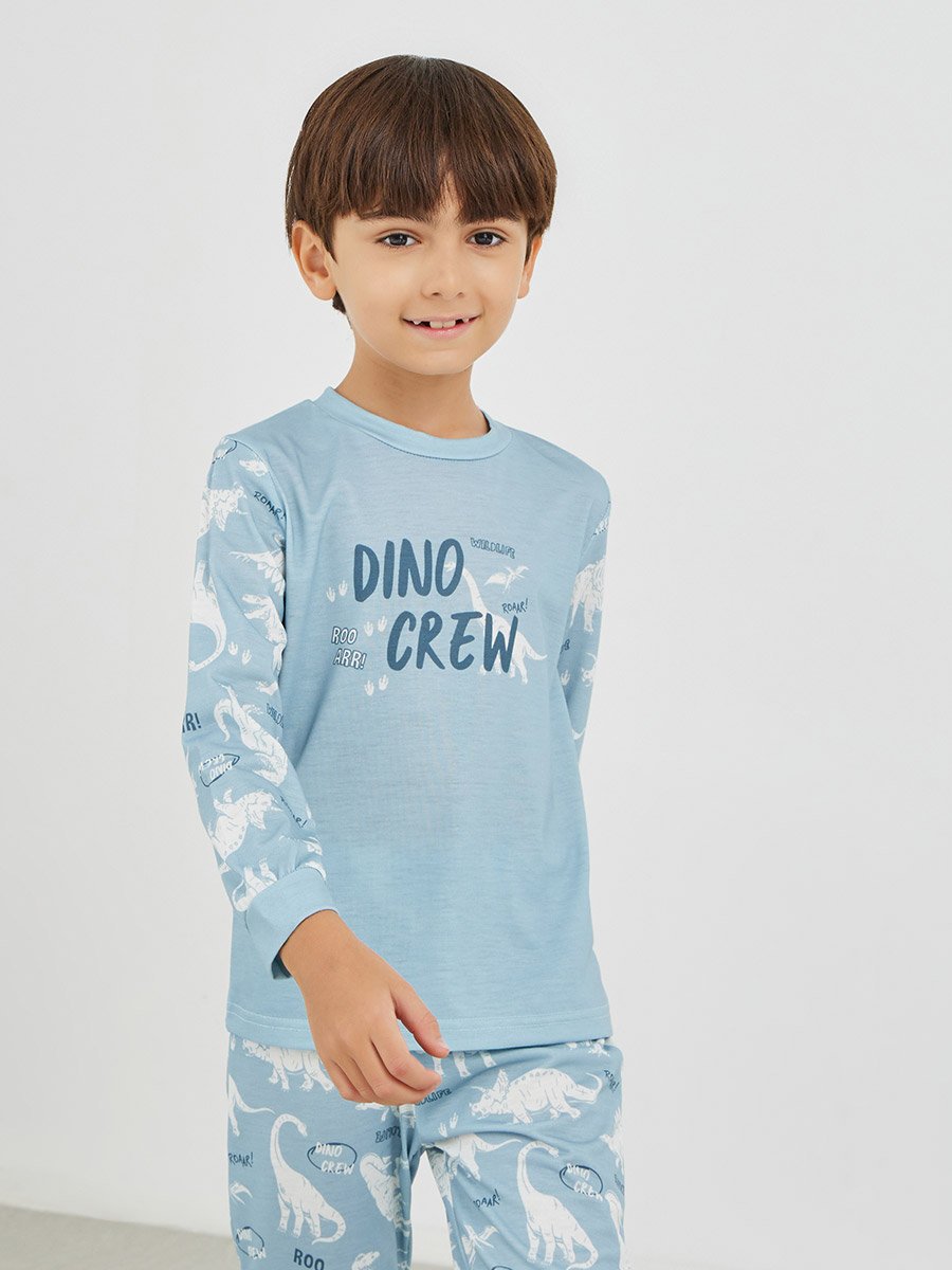 Slogan Print Long Sleeve T-Shirt and Pyjama Set