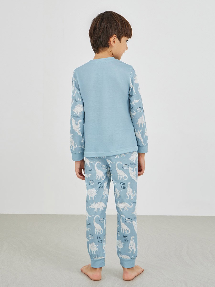 Slogan Print Long Sleeve T-Shirt and Pyjama Set