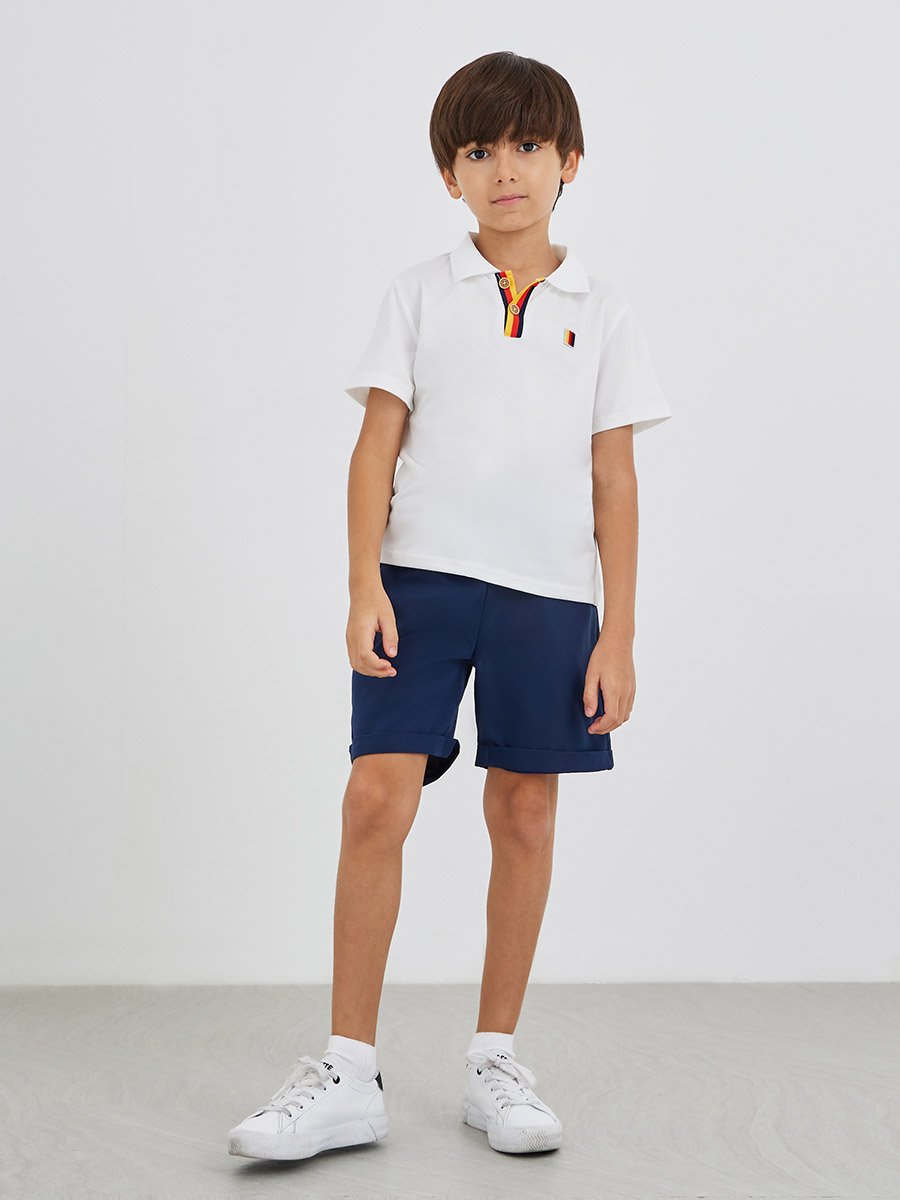 Boys Contrast Trim Short Sleeve Polo T-Shirt and Shorts Set