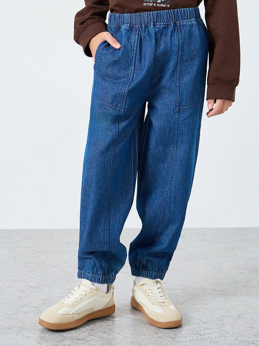 Teens Blue Paneled Jeans with Pockets