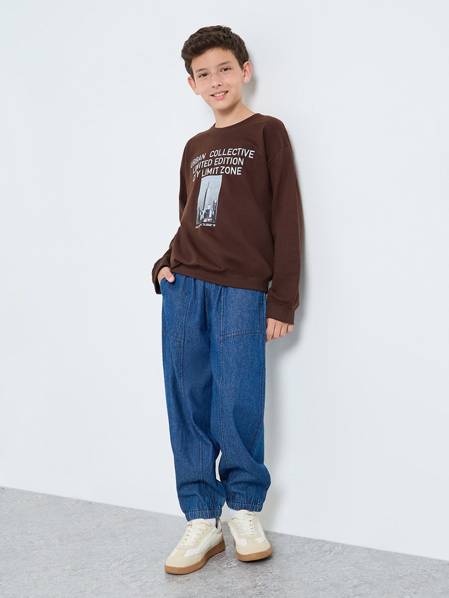 Teens Blue Paneled Jeans with Pockets