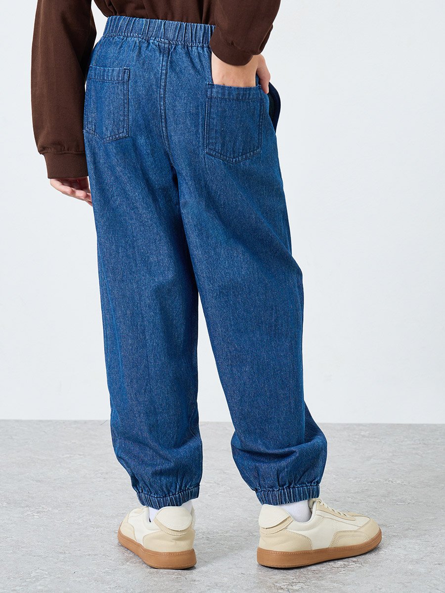 Teens Blue Paneled Jeans with Pockets
