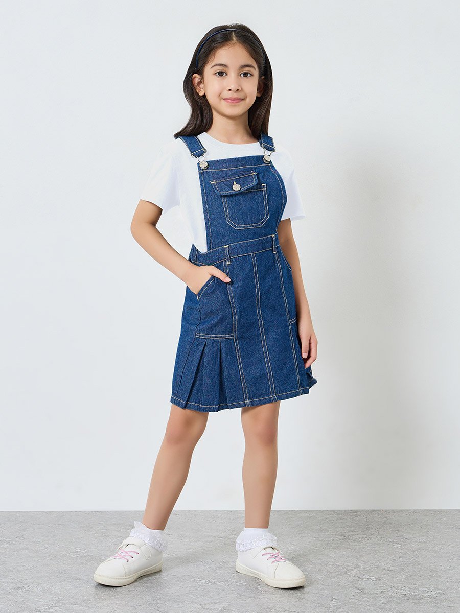 Girls Denim Pinafore Dress