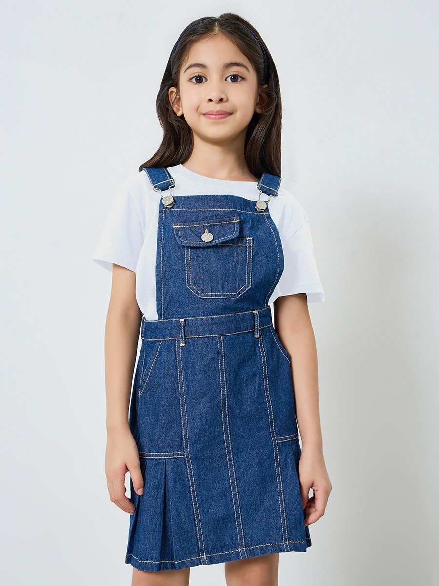 Girls Denim Pinafore Dress
