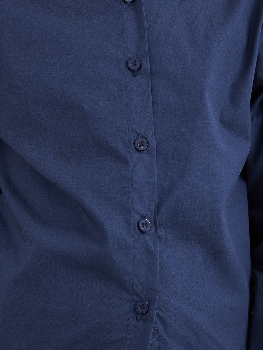 Girls Navy Blue Peter Pan Collar Shirt