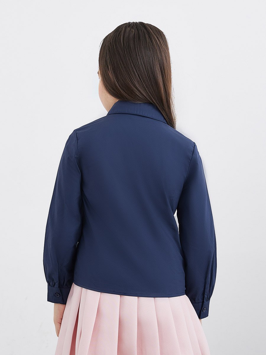 Girls Navy Blue Peter Pan Collar Shirt