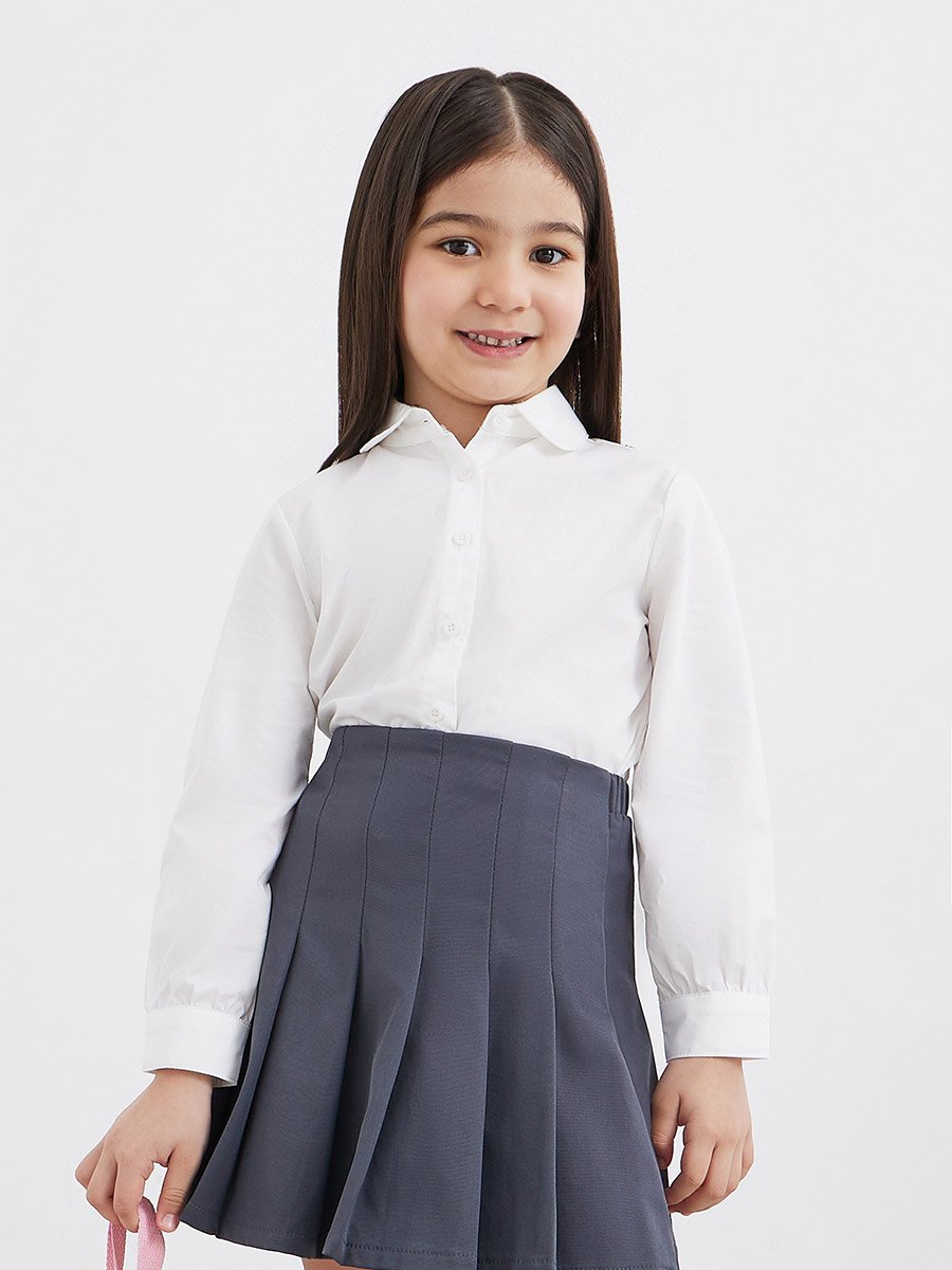 Girls White Peter Pan Collar Shirt