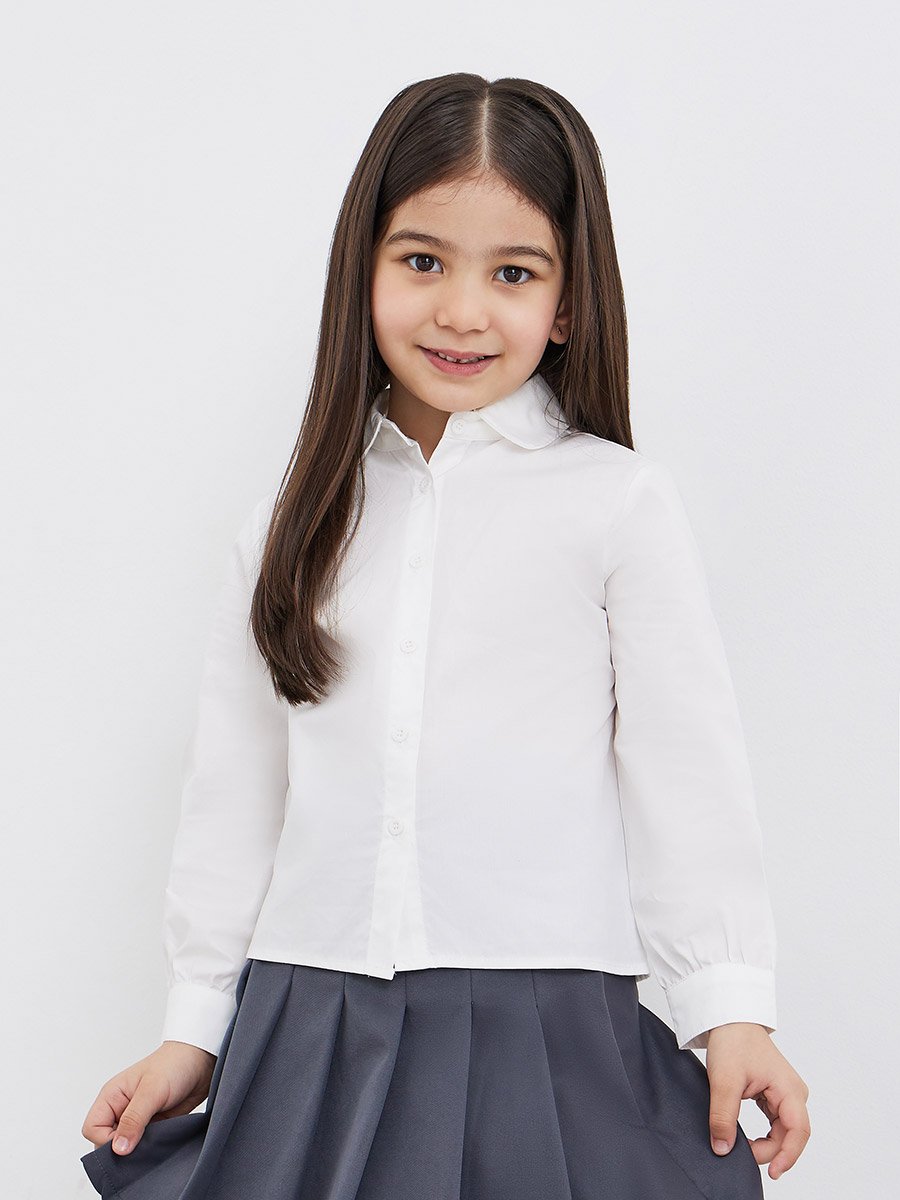 Girls White Peter Pan Collar Shirt