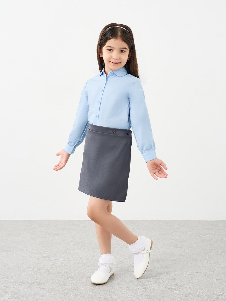 Girls Light Blue Peter Pan Collar Shirt