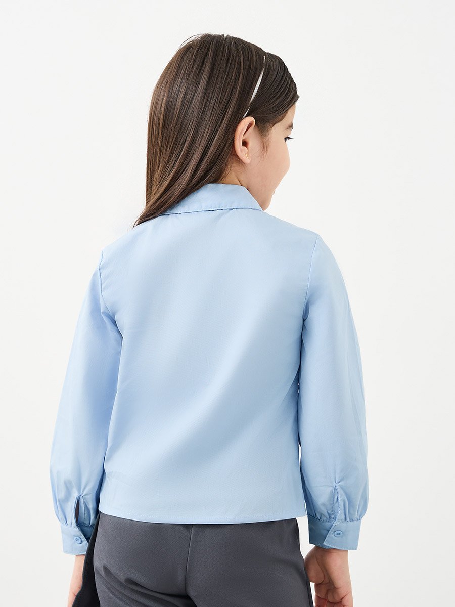 Girls Light Blue Peter Pan Collar Shirt