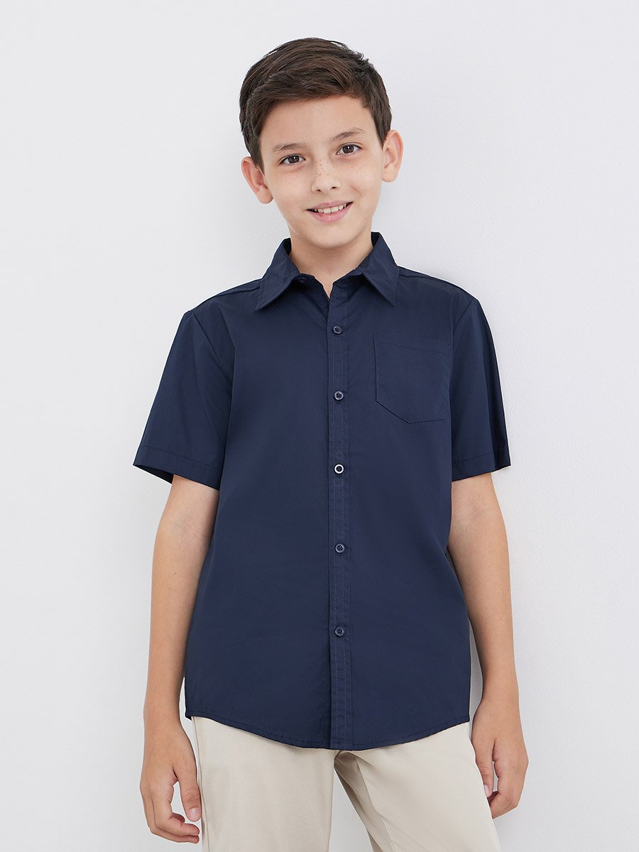 Teen Navy Blue Short Sleeves Shirt with Pocket