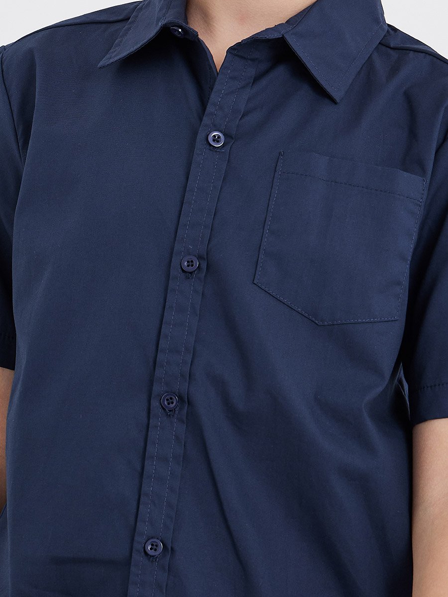 Teen Navy Blue Short Sleeves Shirt with Pocket