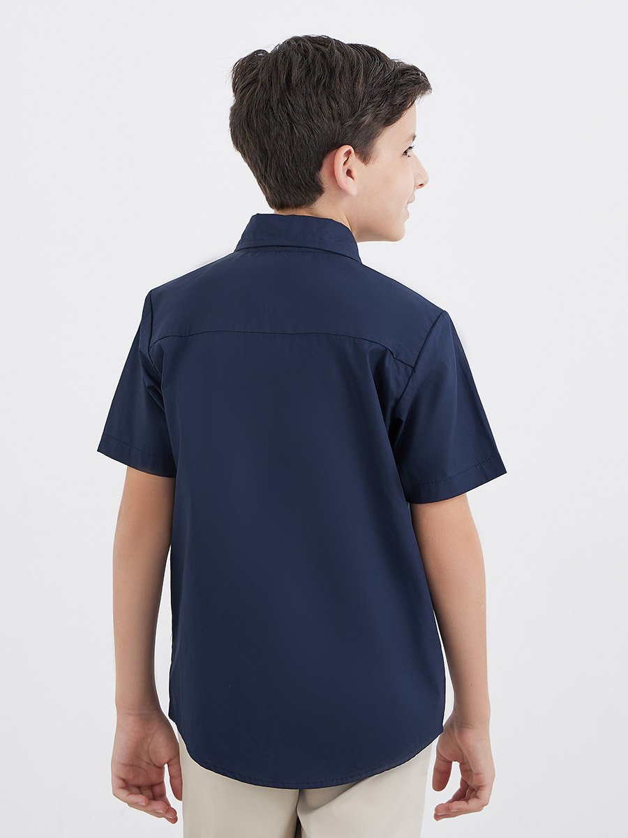 Teen Navy Blue Short Sleeves Shirt with Pocket