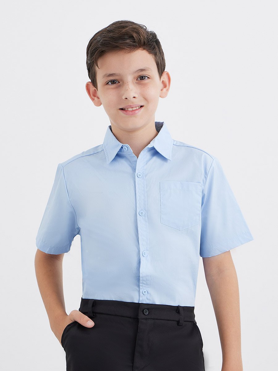 Teen Light Blue Short Sleeves Shirt with Pocket