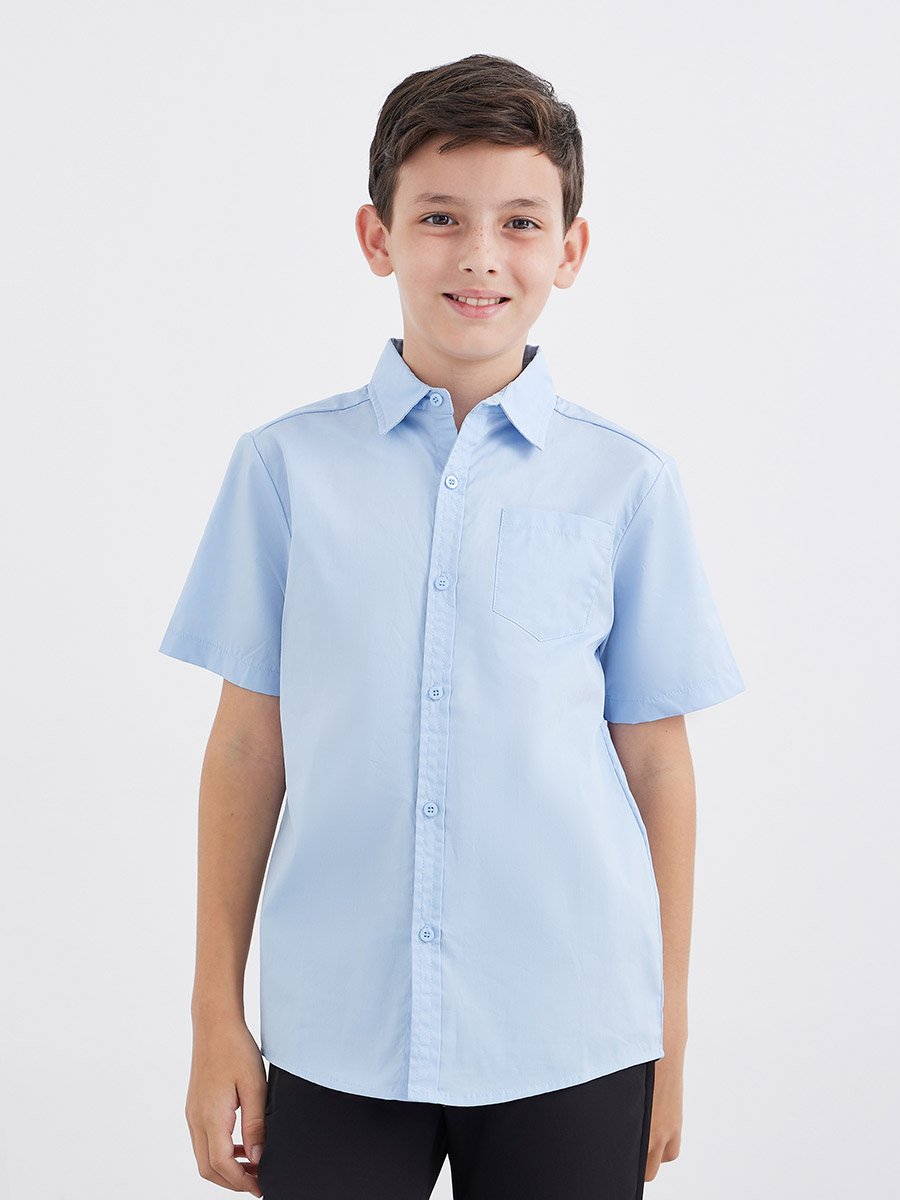 Teen Light Blue Short Sleeves Shirt with Pocket