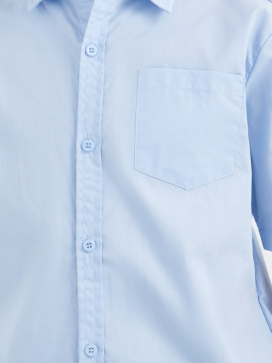 Teen Light Blue Short Sleeves Shirt with Pocket