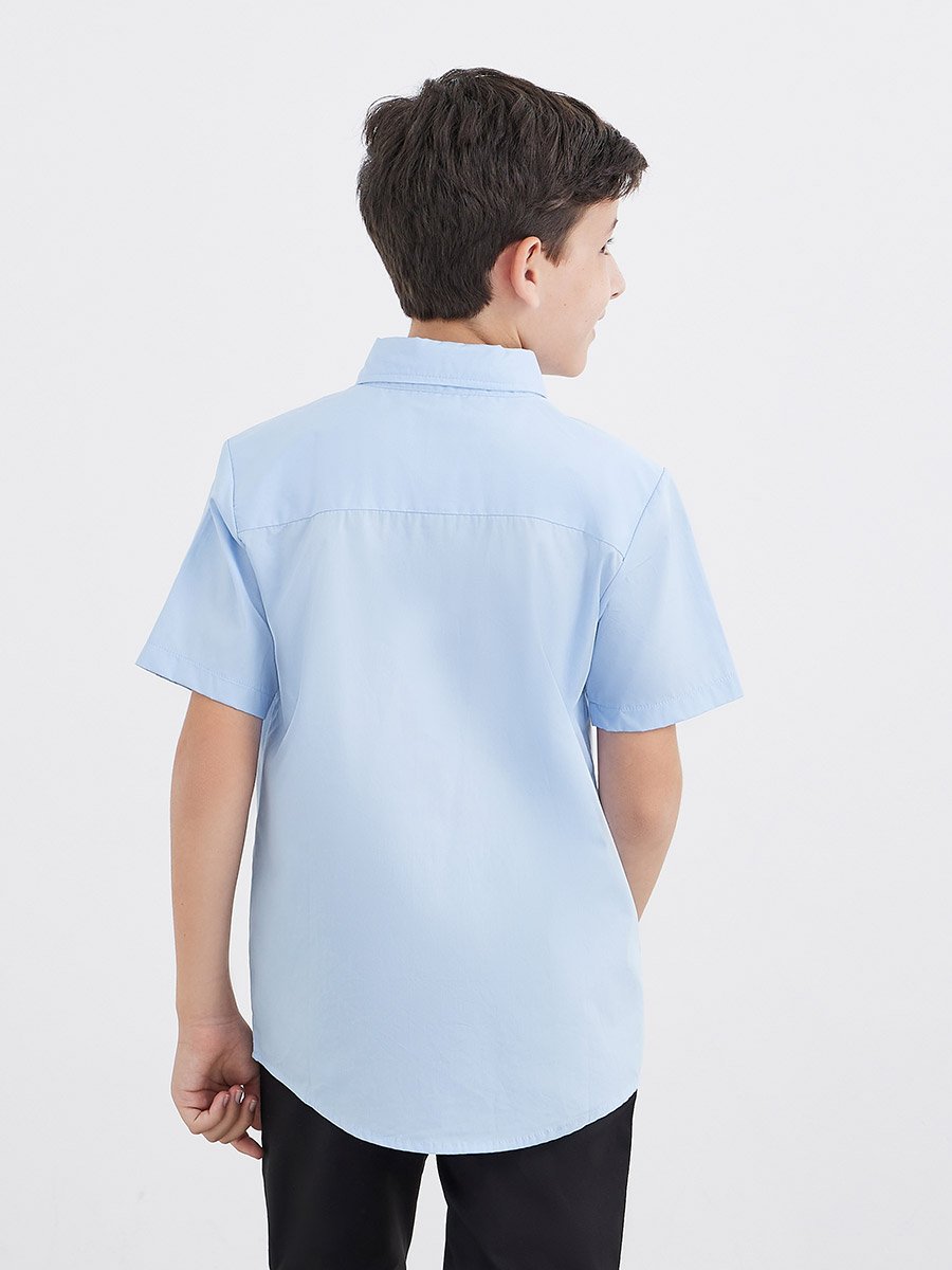 Teen Light Blue Short Sleeves Shirt with Pocket