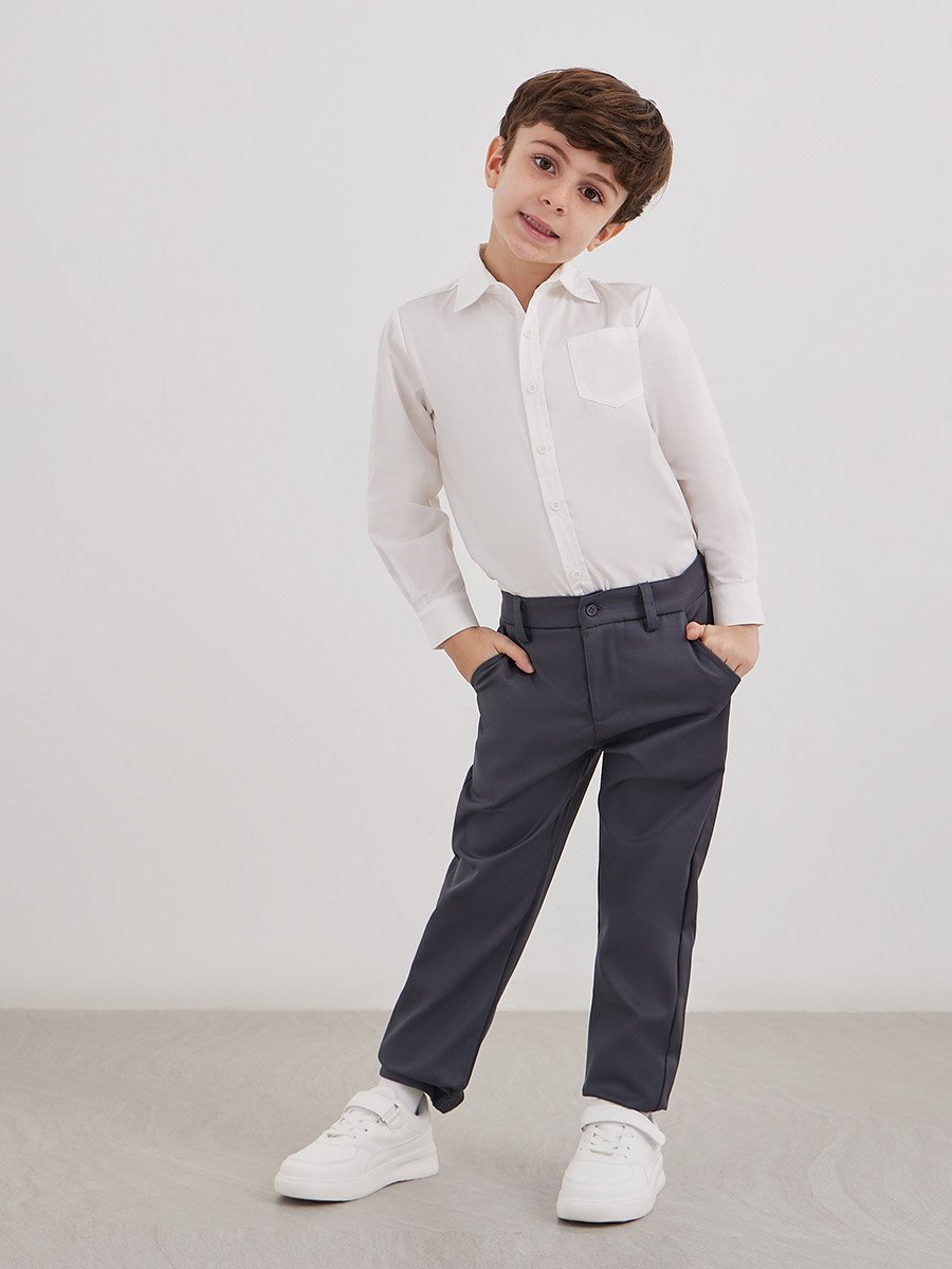 Boys White Long Sleeves Shirt with Pocket