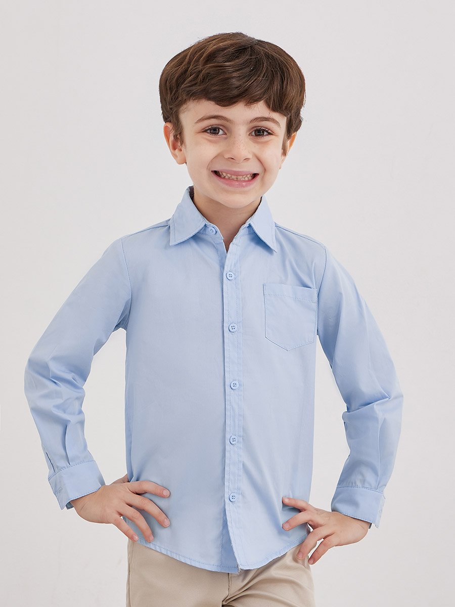 Boys Light Blue Long Sleeves Shirt with Pocket