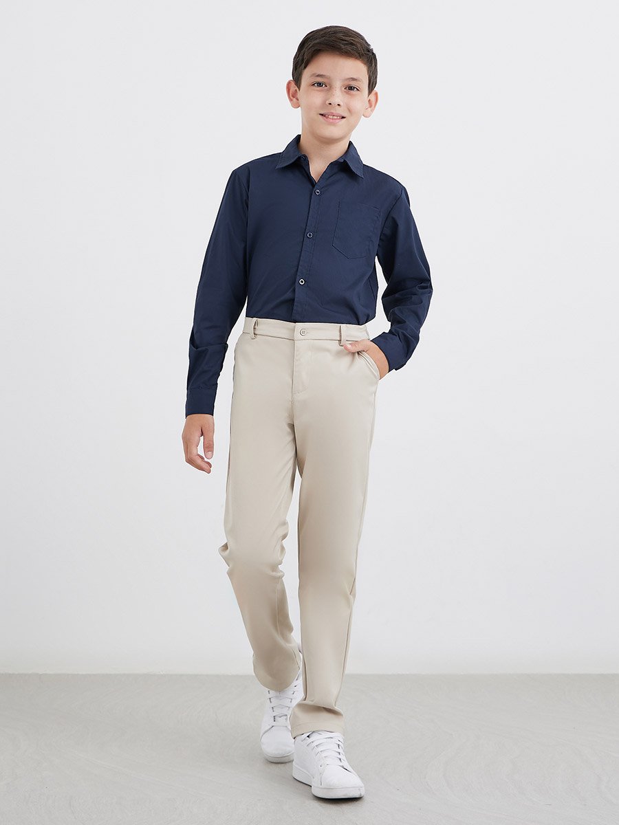 Teen Navy Blue Long Sleeves Shirt with Pocket