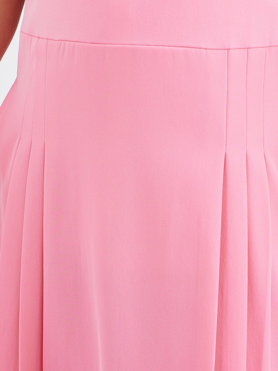 Girls Pink Fold Pleat Detail Pinafore Dress