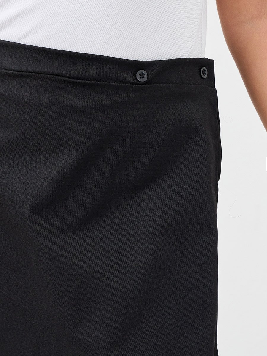 Girls Black Plain Skorts with Button Detail