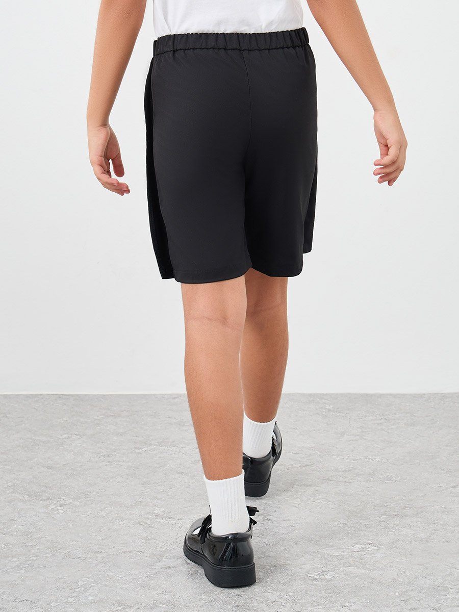 Girls Black Plain Skorts with Button Detail