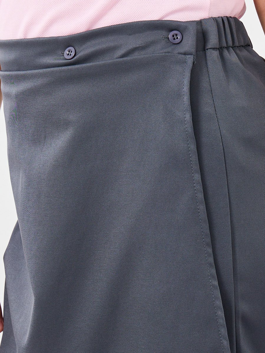 Girls Grey Plain Skorts with Button Detail