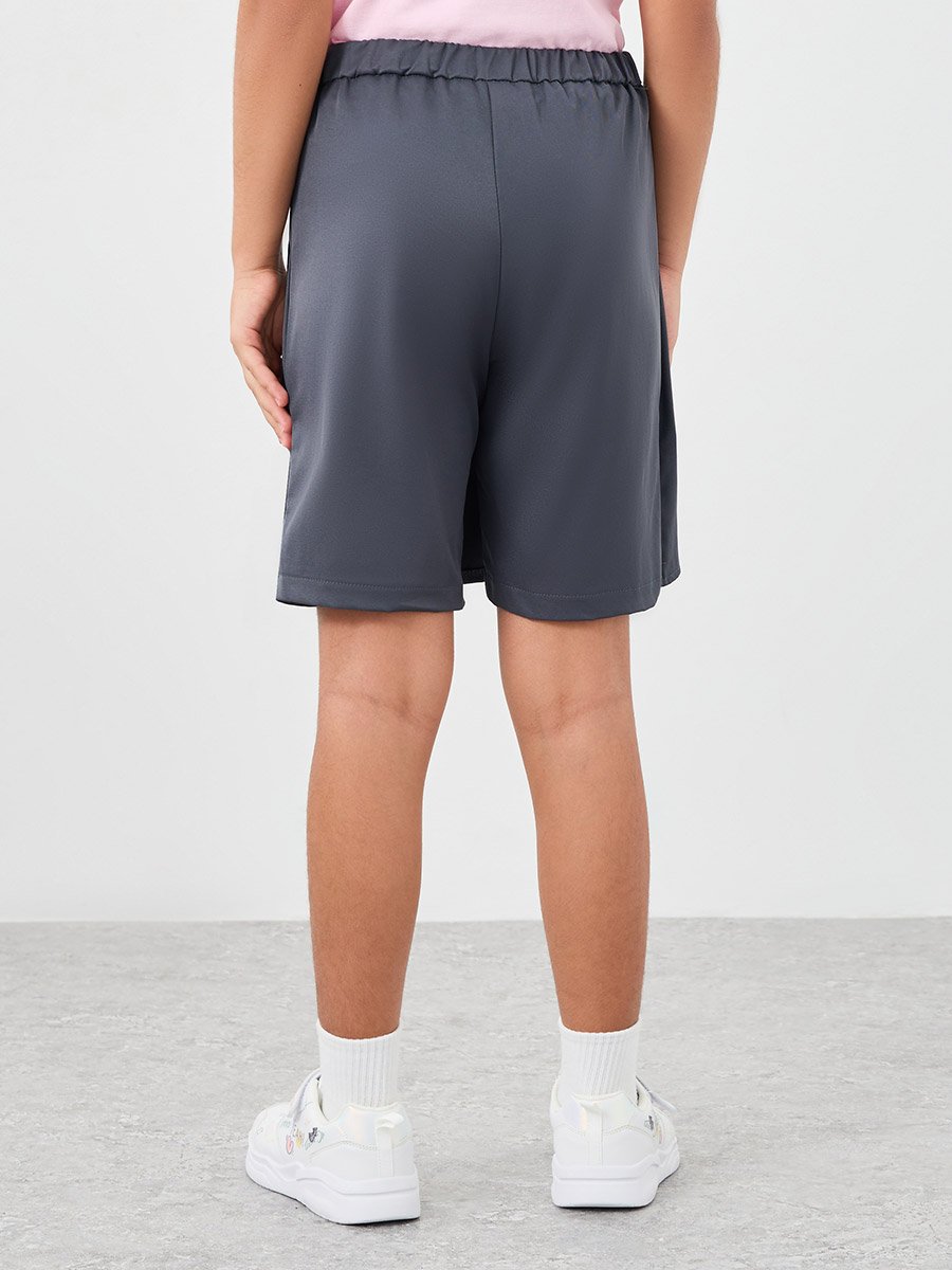 Girls Grey Plain Skorts with Button Detail