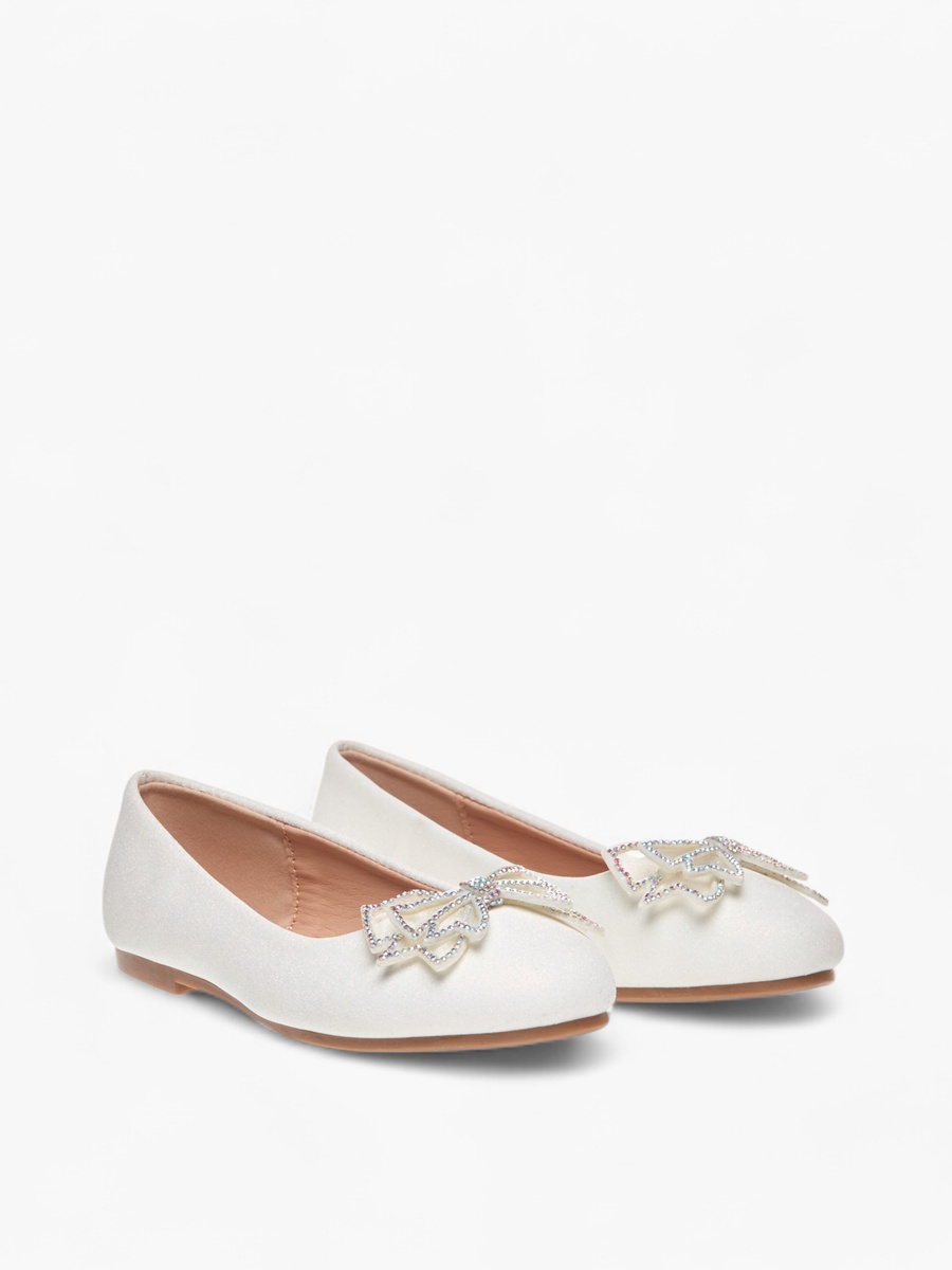 Bow Embellished Slip-On Ballerina Shoes