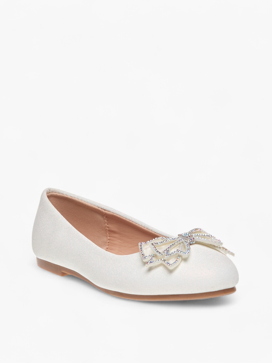 Bow Embellished Slip-On Ballerina Shoes