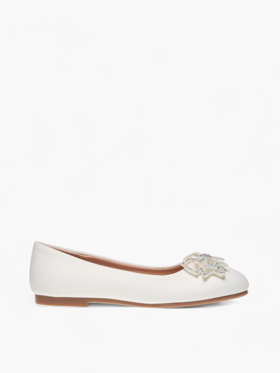 Bow Embellished Slip-On Ballerina Shoes