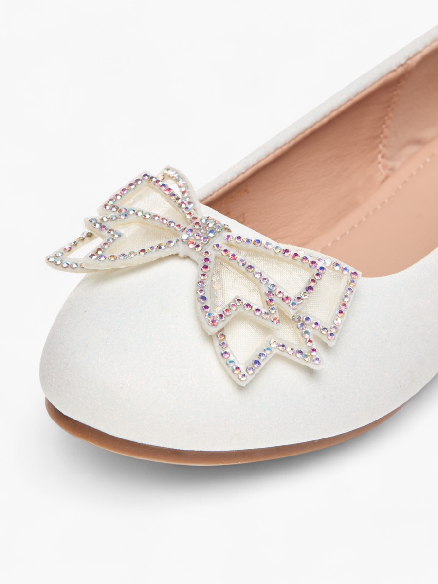Bow Embellished Slip-On Ballerina Shoes