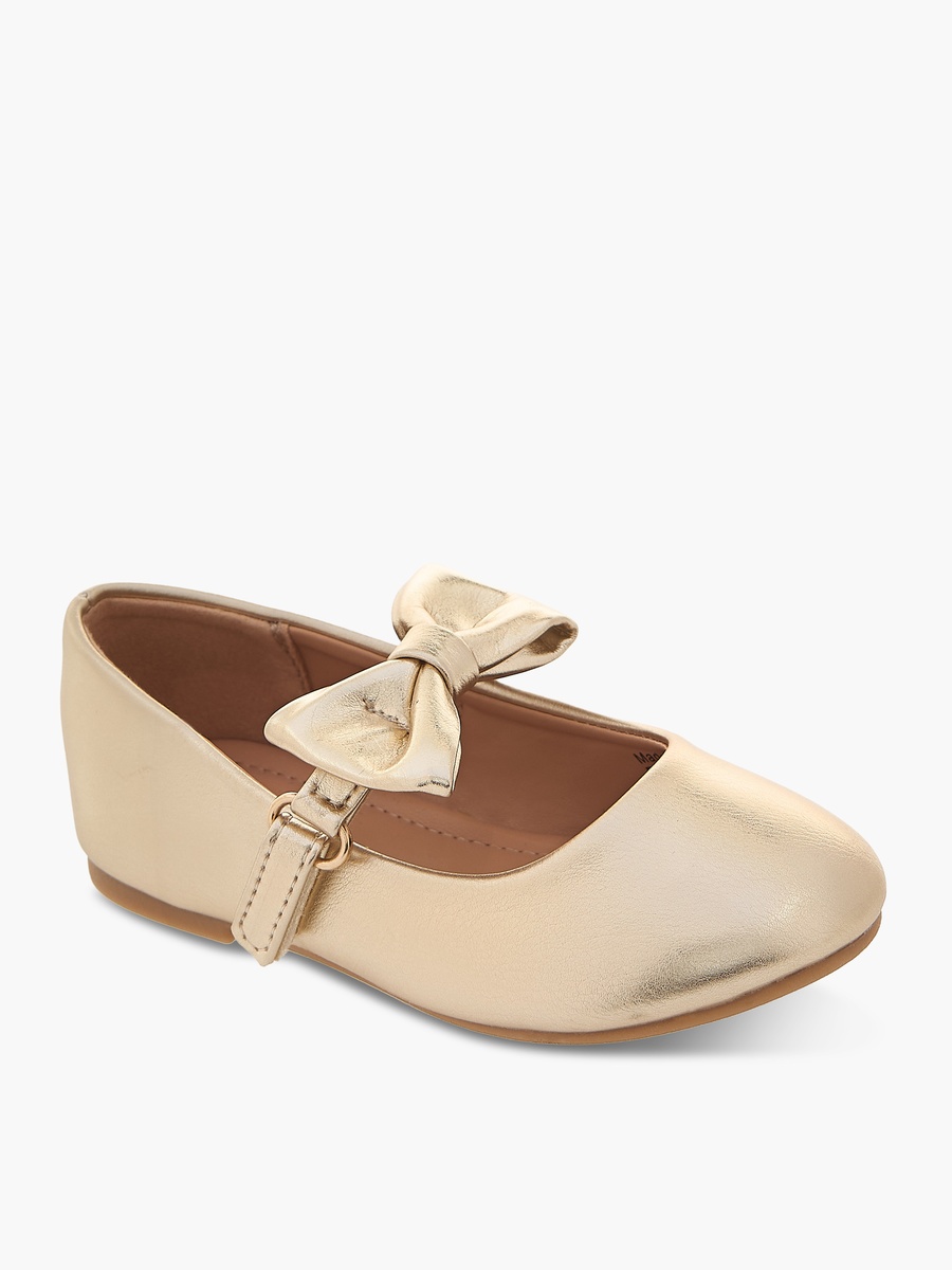 Bow Accented Mary Jane Shoes with Hook and Loop Closure