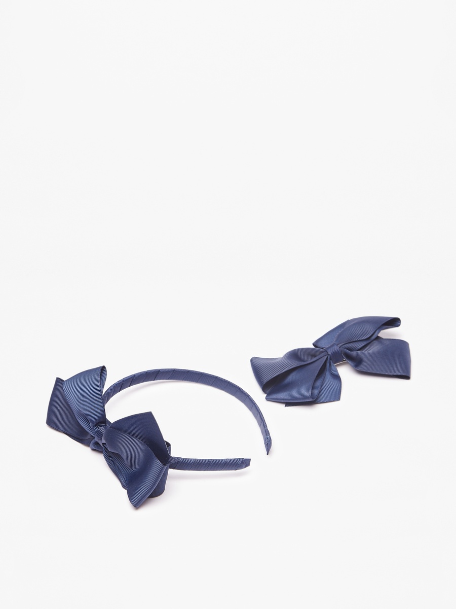 Ribbed Hairband and Bow Clip Set