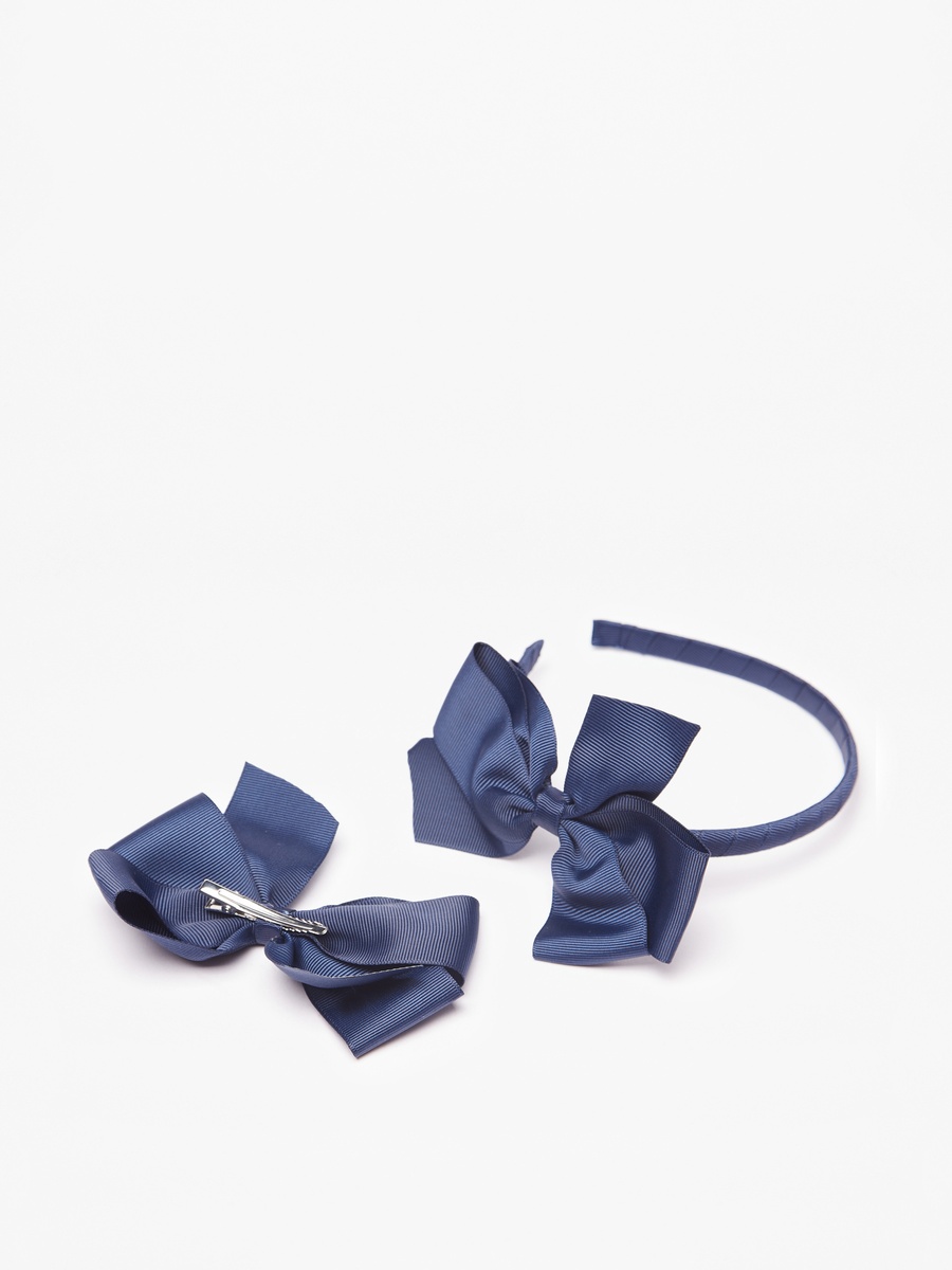 Ribbed Hairband and Bow Clip Set