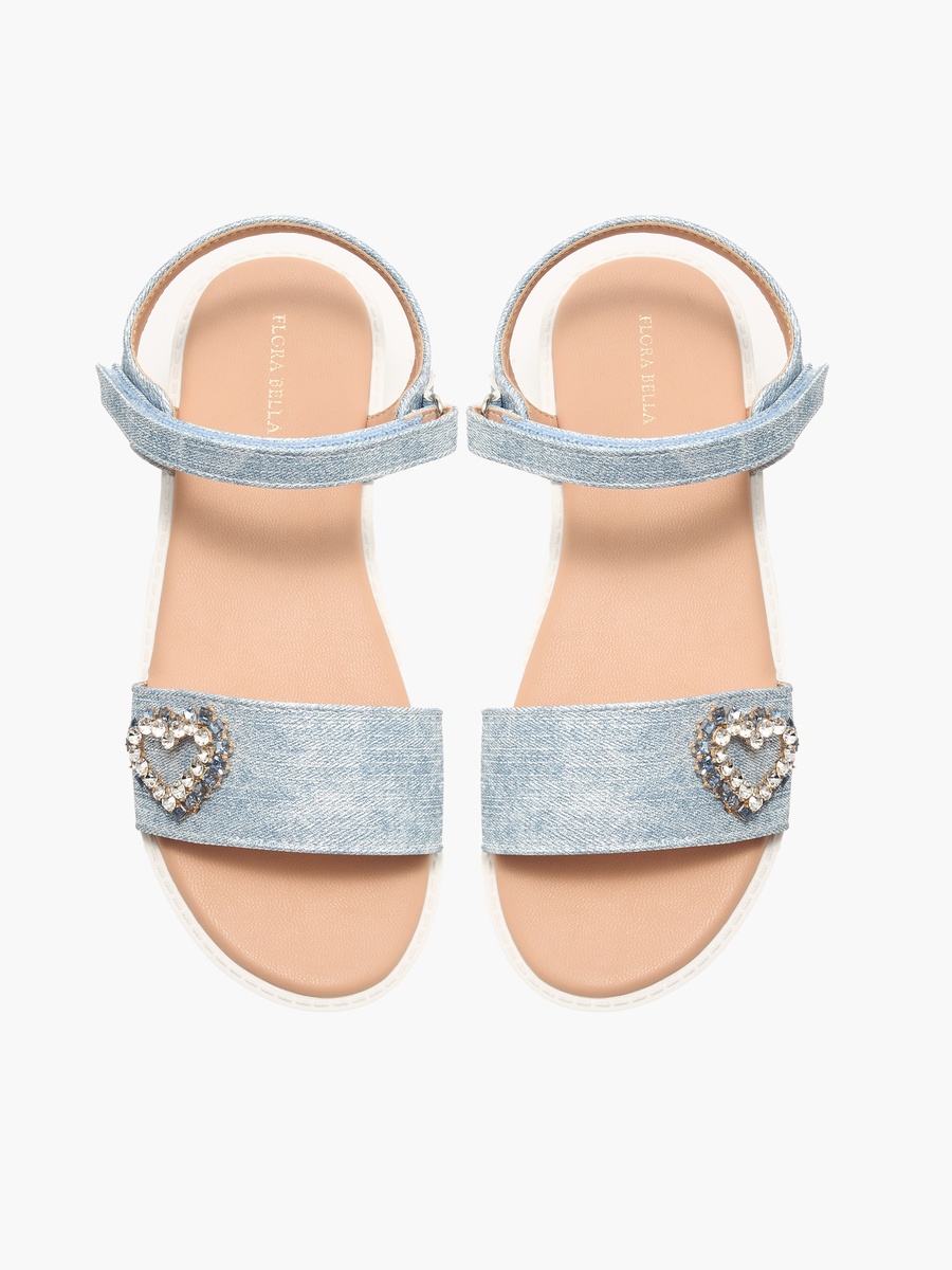Heart Accent Sandals with Hook and Loop Closure