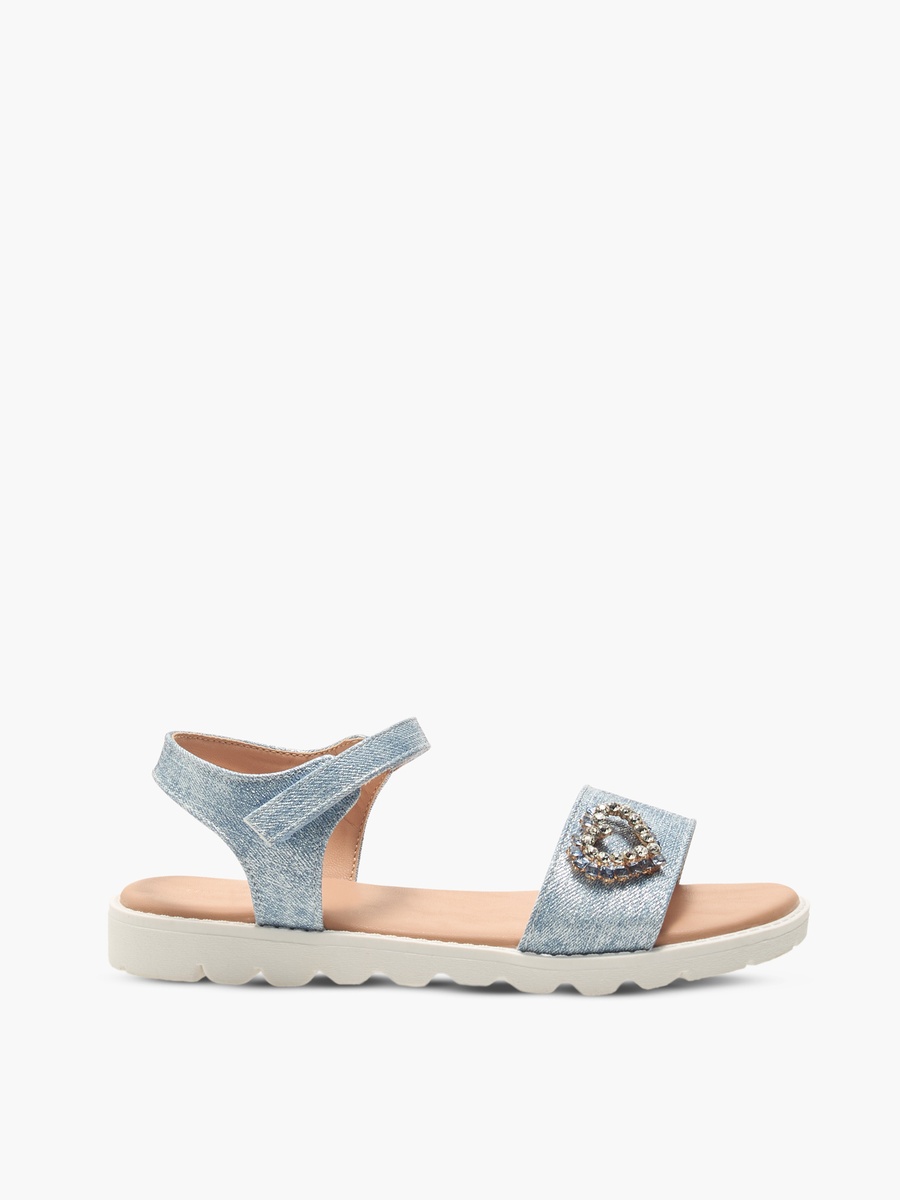 Heart Accent Sandals with Hook and Loop Closure