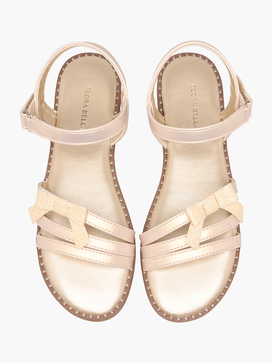 Embellished Bow Accent Strap Sandals with Hook and Loop Closure